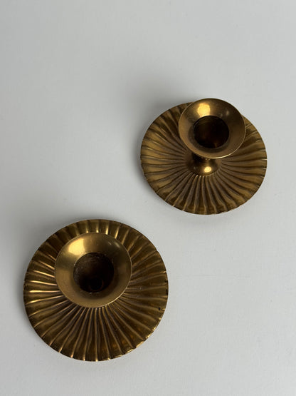 Ribbed Brass Candle Holders
