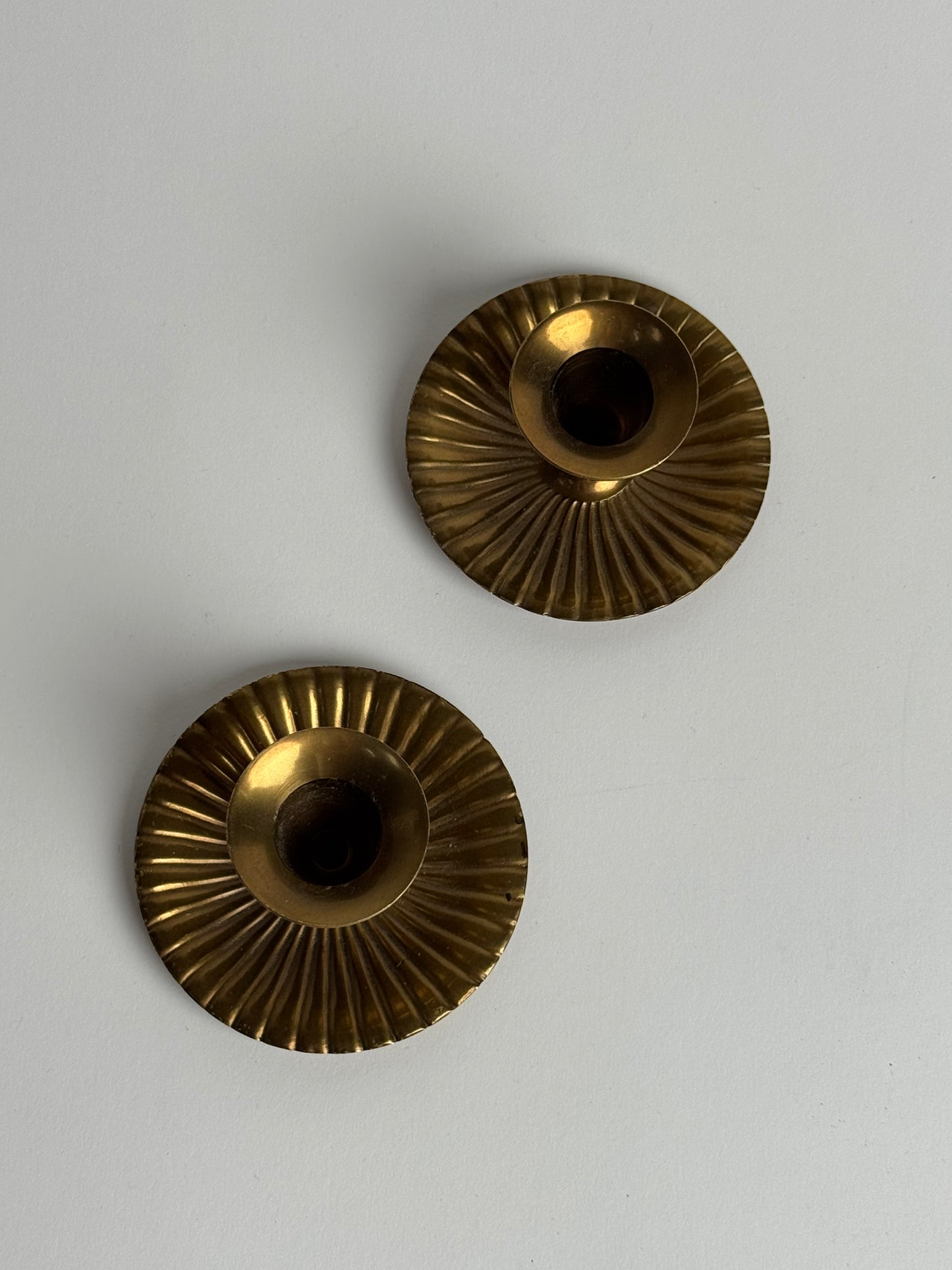 Ribbed Brass Candle Holders