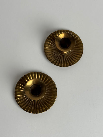 Ribbed Brass Candle Holders