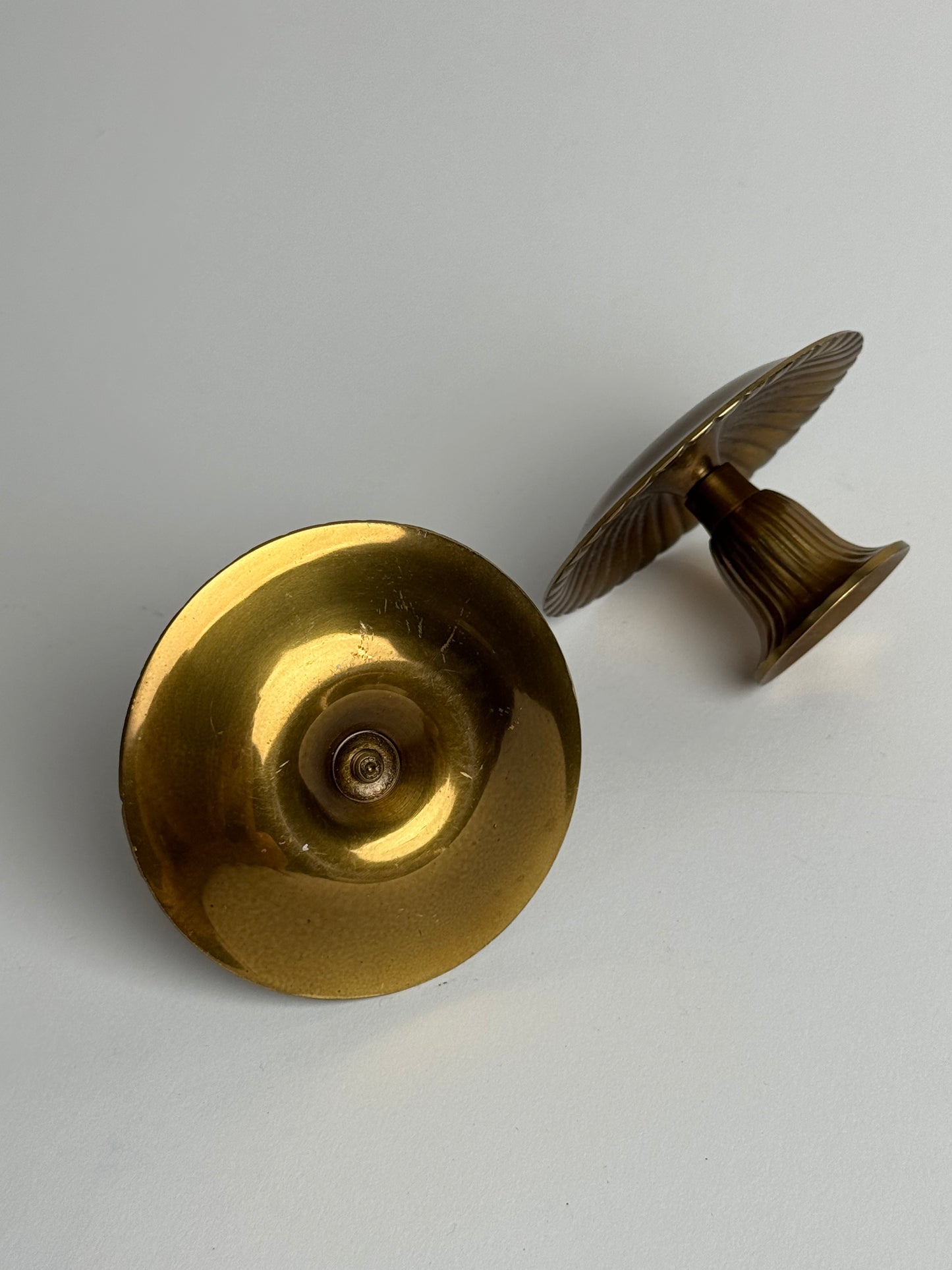 Ribbed Brass Candle Holders