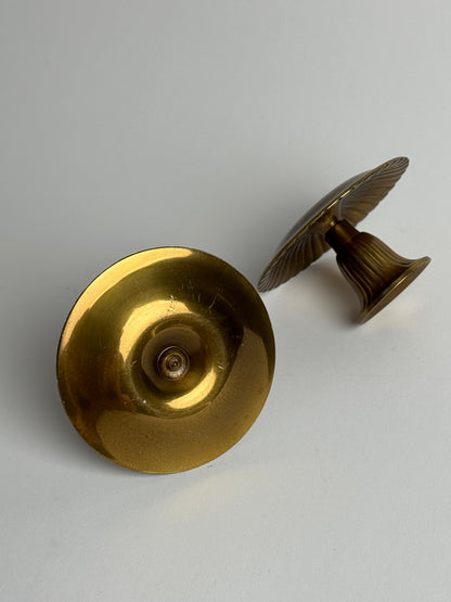 Ribbed Brass Candle Holders