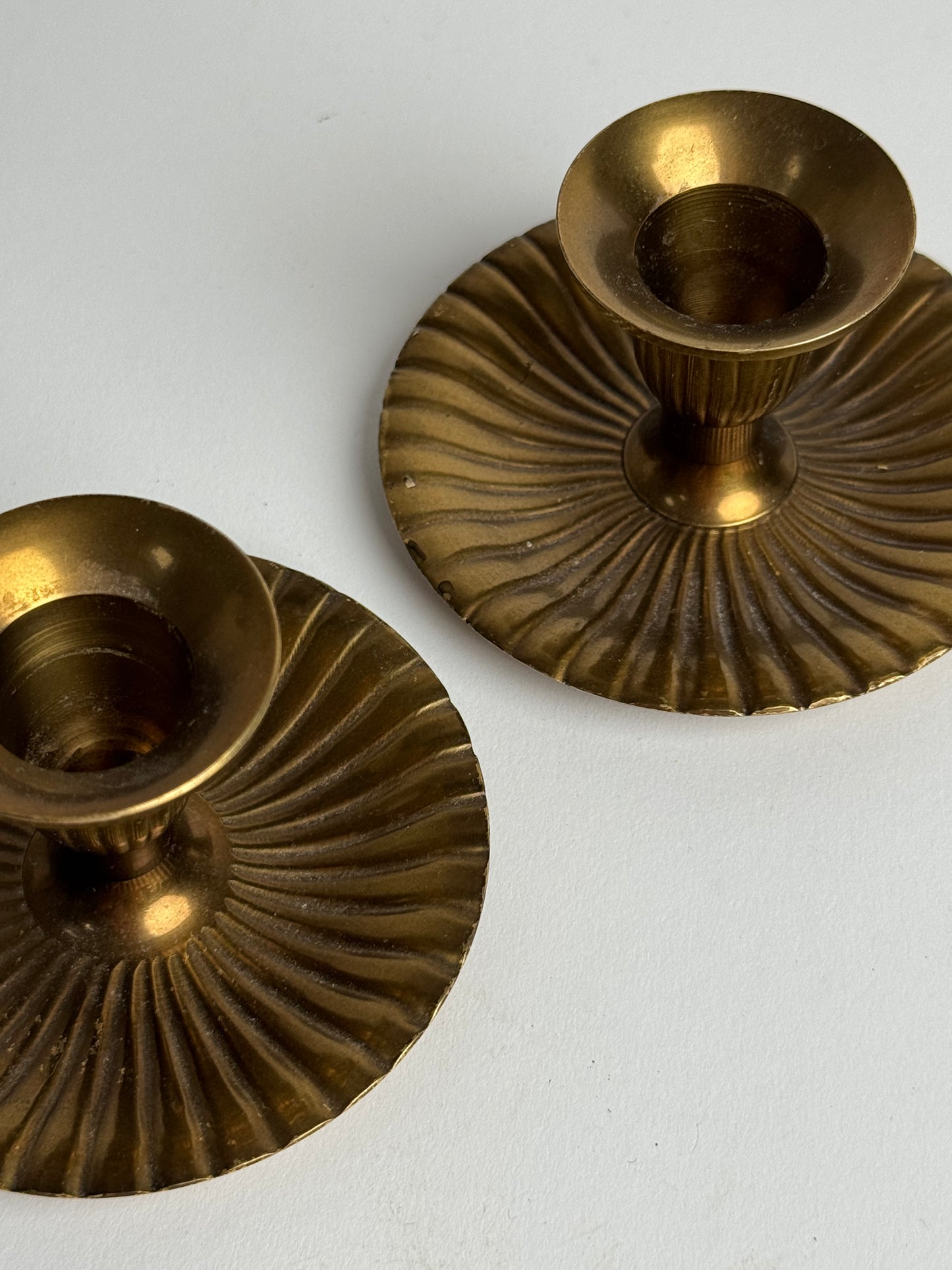 Ribbed Brass Candle Holders