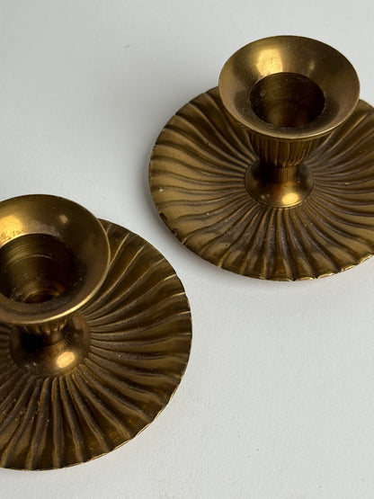 Ribbed Brass Candle Holders
