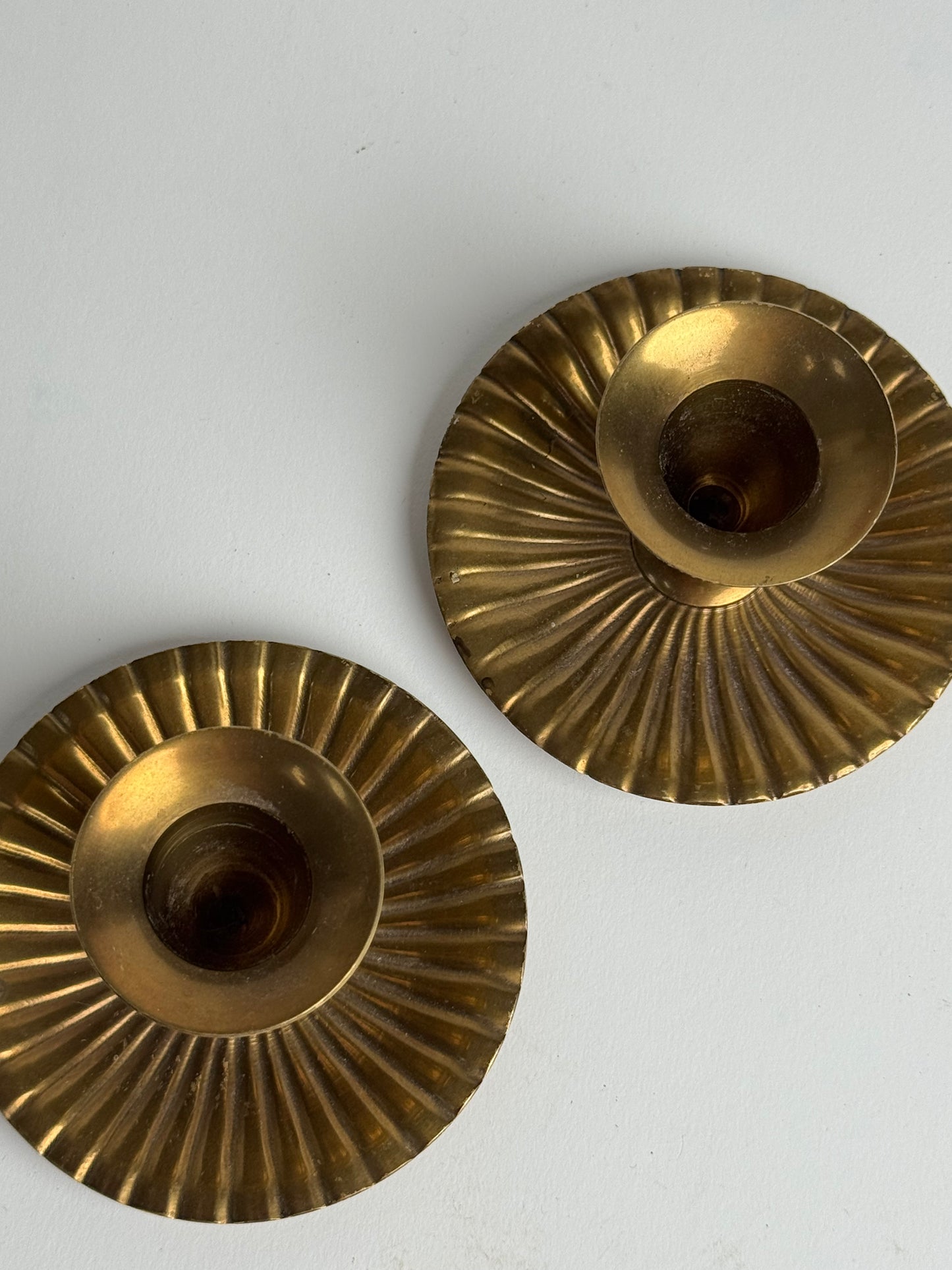 Ribbed Brass Candle Holders