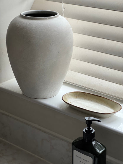 Up-cycled  |  WATERTIGHT large ivory white stone effect vase