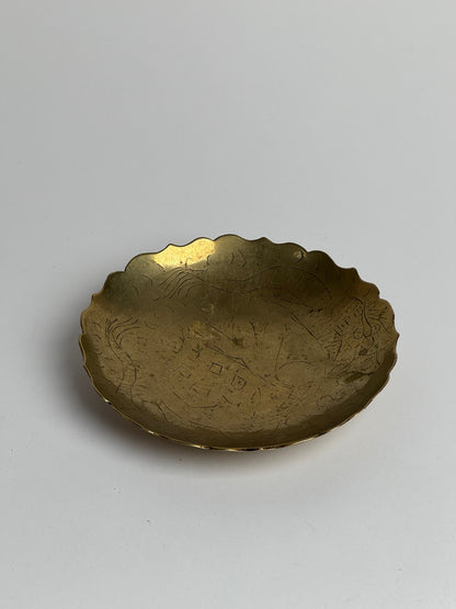 Scalloped Engraved Brass Dish