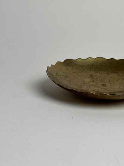 Scalloped Engraved Brass Dish