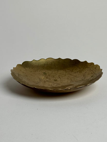 Scalloped Engraved Brass Dish