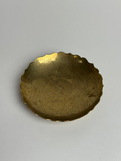 Scalloped Engraved Brass Dish