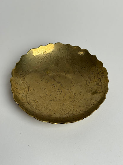 Scalloped Engraved Brass Dish