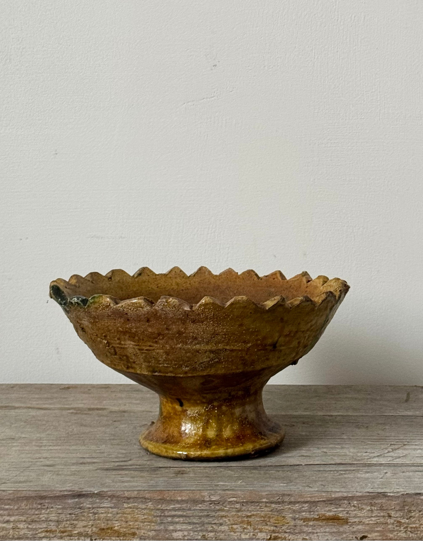 Mustard Scalloped Pedestal Bowl
