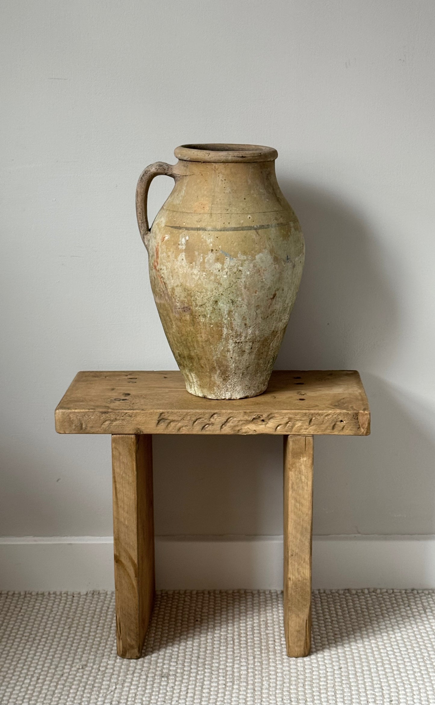 Handmade Aged Effect Wood Stool - Elsie