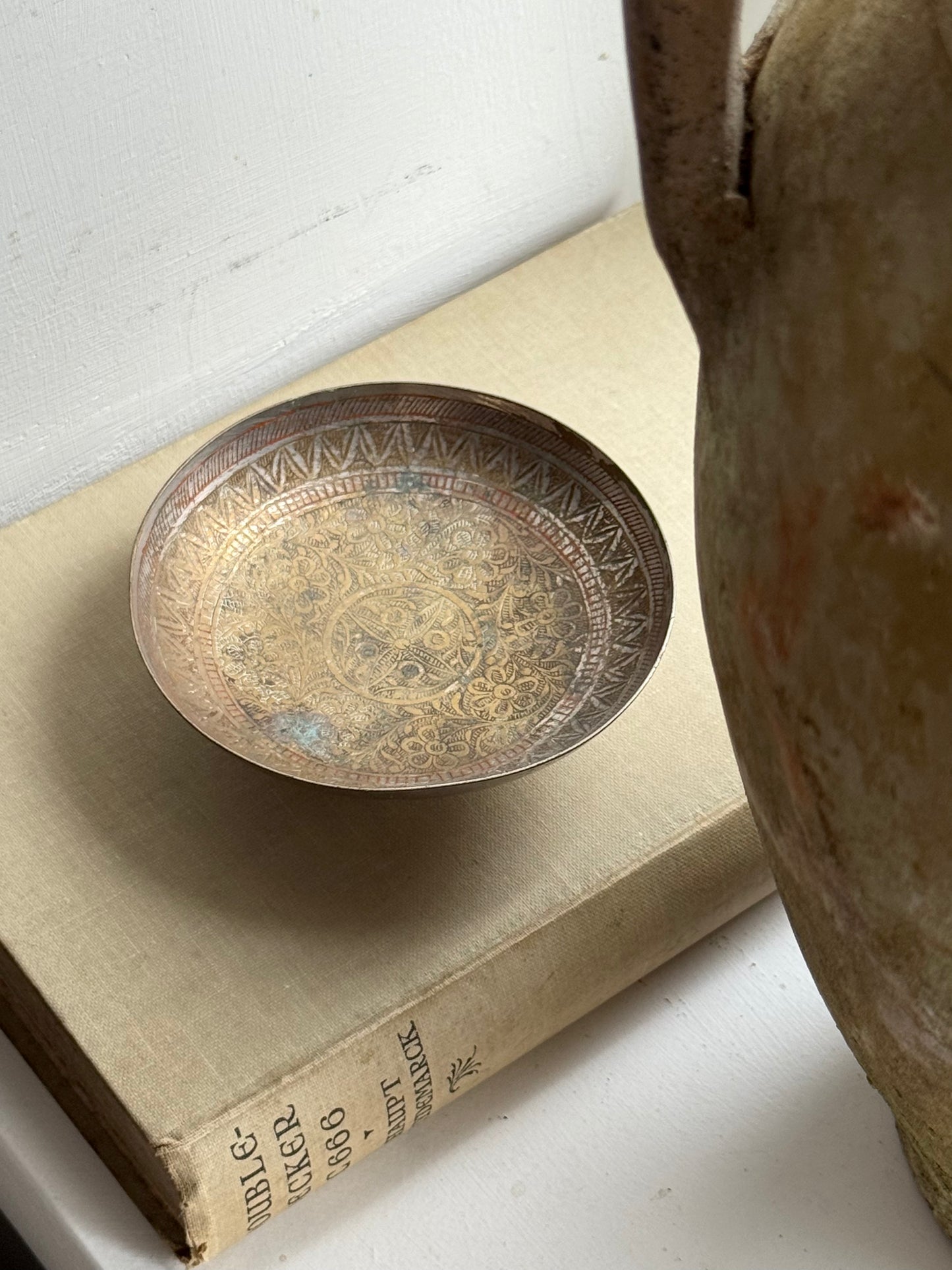 Vintage Aztec Silver Pedestal Dish