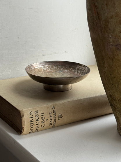 Vintage Aztec Silver Pedestal Dish