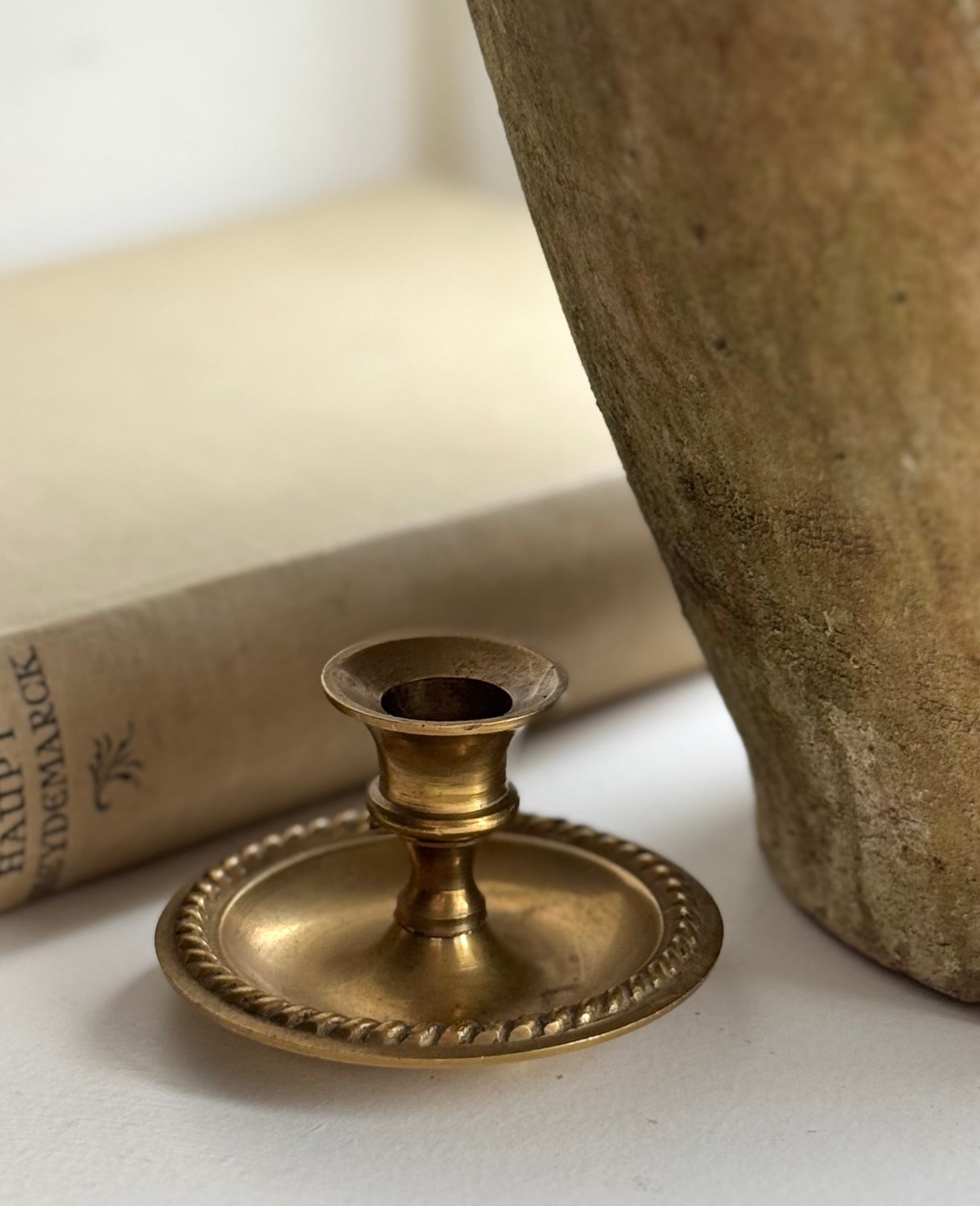 Small Vintage Brass Gold Candle Holder