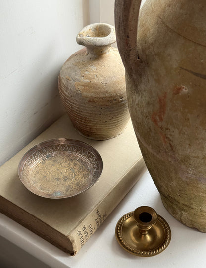 Small Vintage Brass Gold Candle Holder