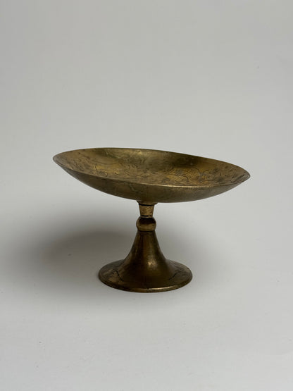 Engraved Brass Pedestal Dish