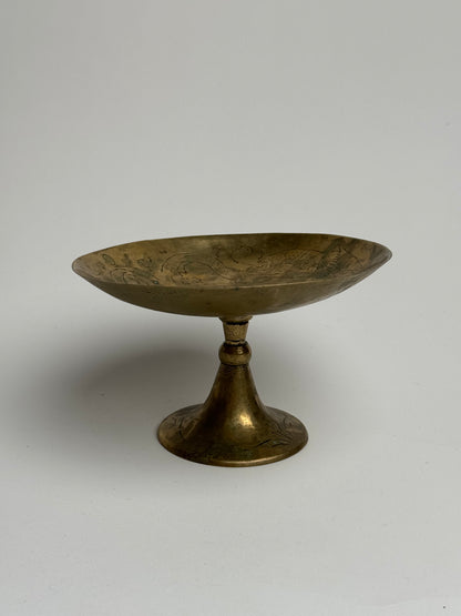 Engraved Brass Pedestal Dish