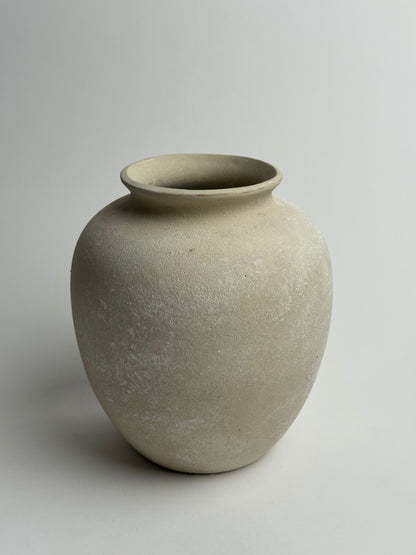 Up-cycled  |  Rounded warm beige stone effect vase