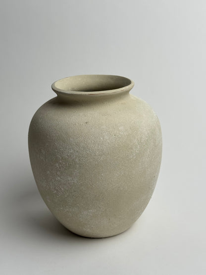 Up-cycled  |  Rounded warm beige stone effect vase
