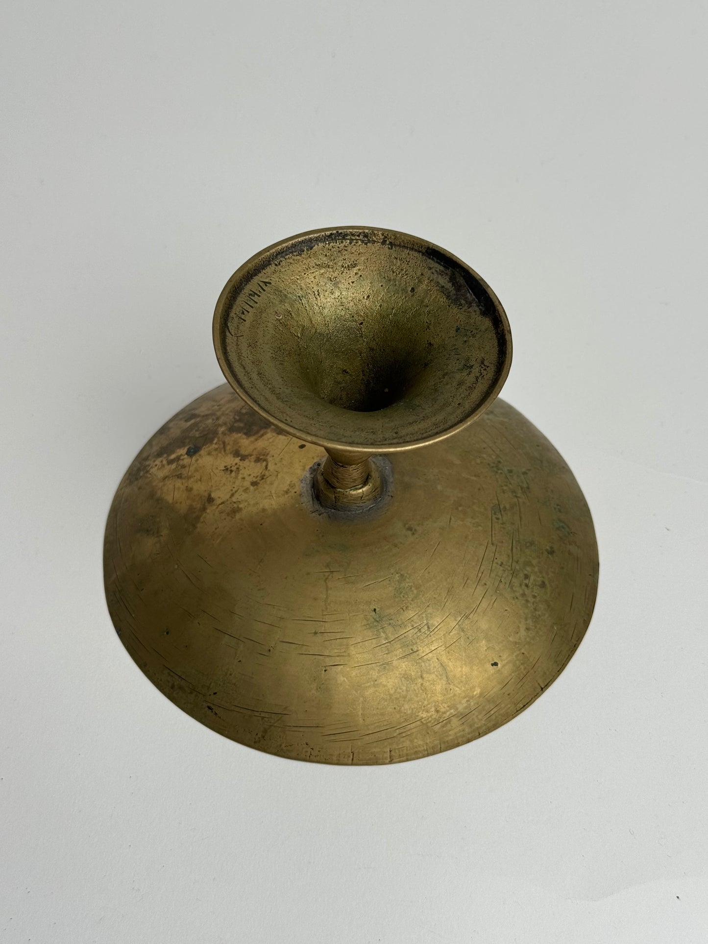 Engraved Brass Pedestal Dish