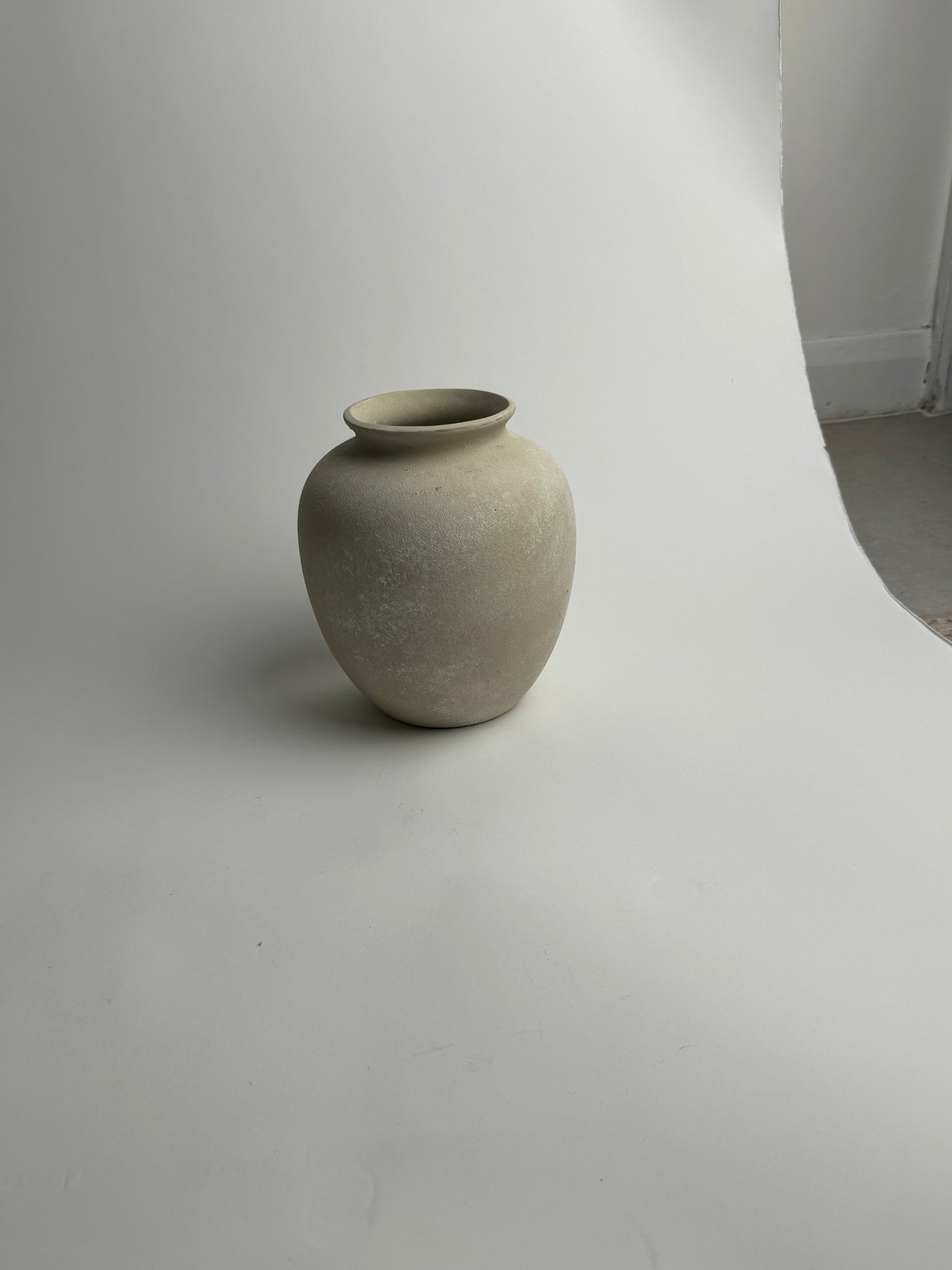 Up-cycled  |  Rounded warm beige stone effect vase