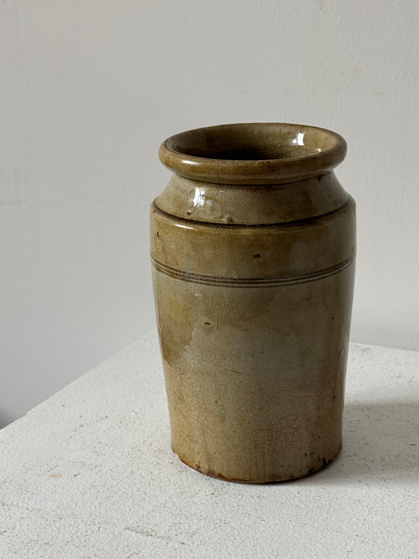 Olive Beige Glazed Utility Jar