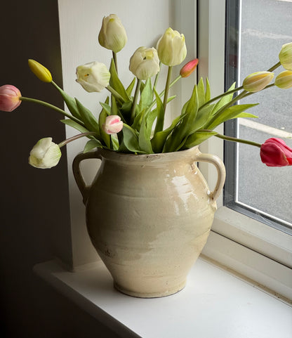 Cream/Butter Yellow Twin Handled Pot