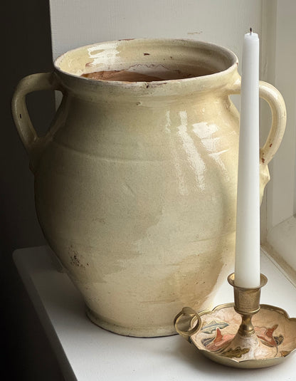 Cream/Butter Yellow Twin Handled Pot
