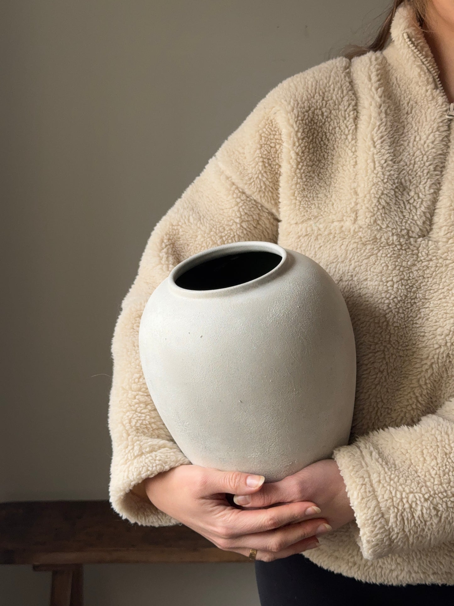 Up-cycled  |  WATERTIGHT large ivory white stone effect vase