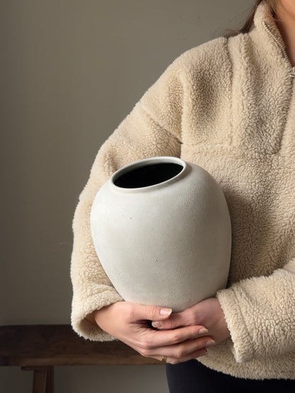 Up-cycled  |  WATERTIGHT large ivory white stone effect vase