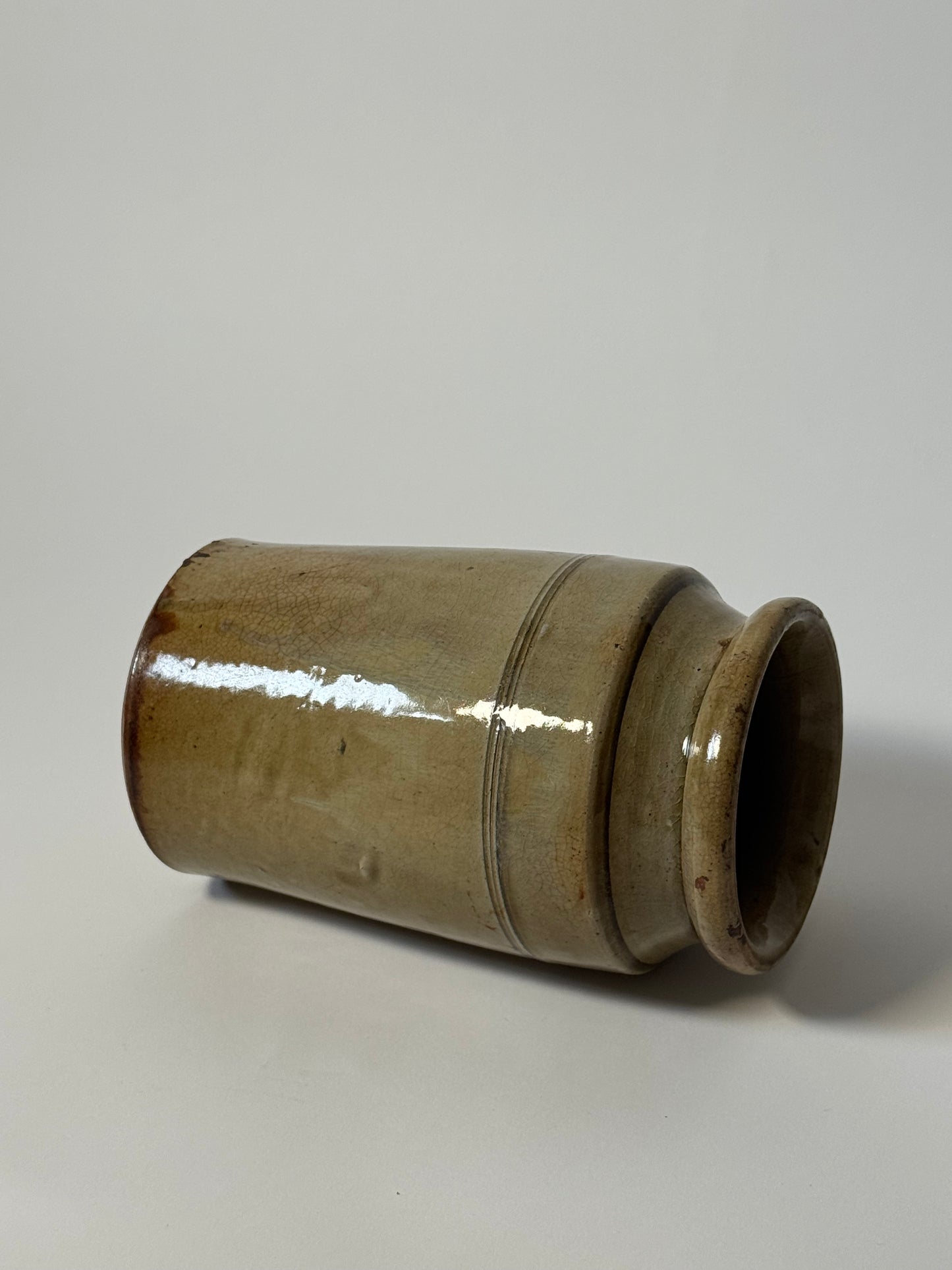 Olive Beige Glazed Utility Jar