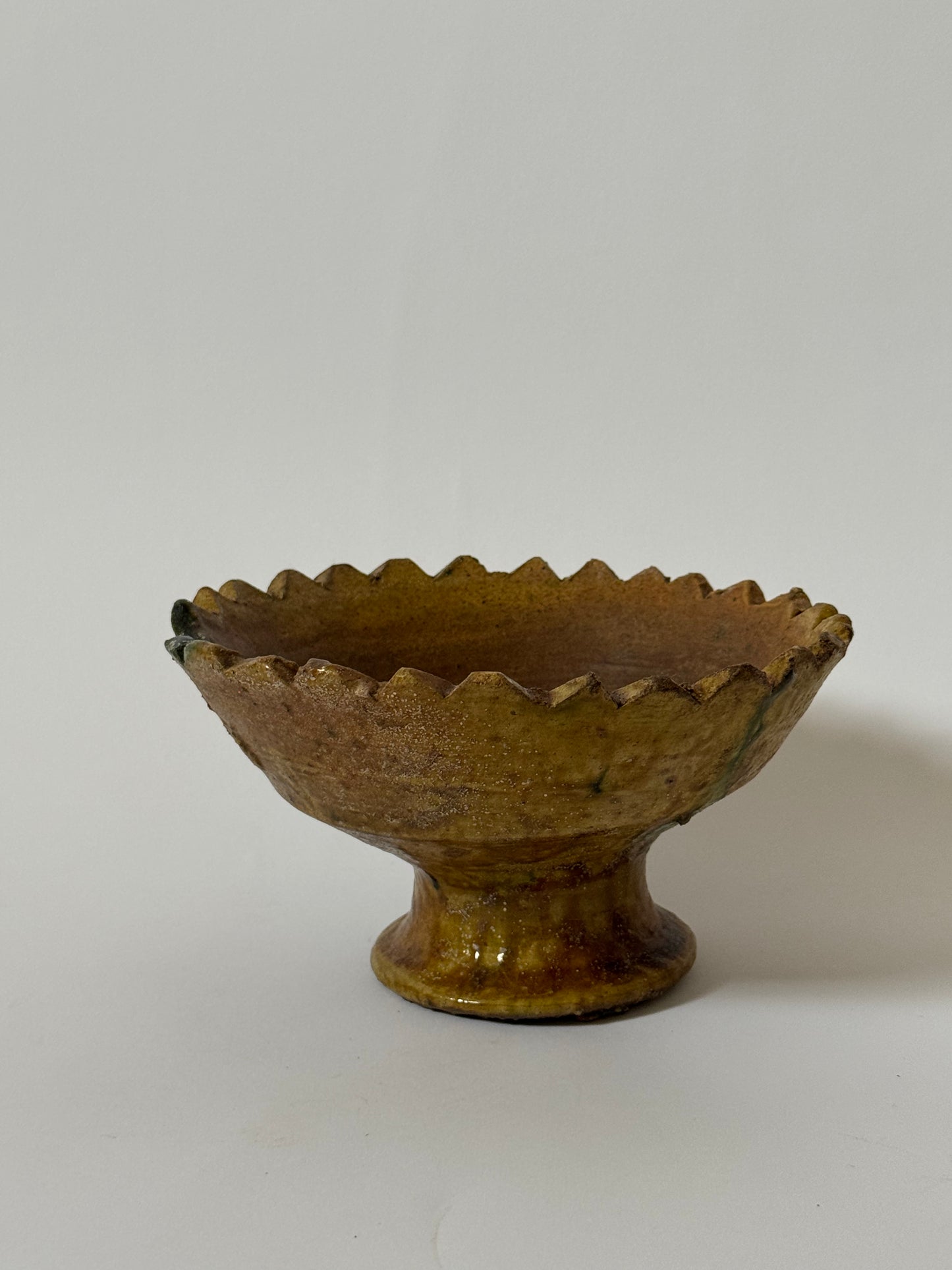 Mustard Scalloped Pedestal Bowl