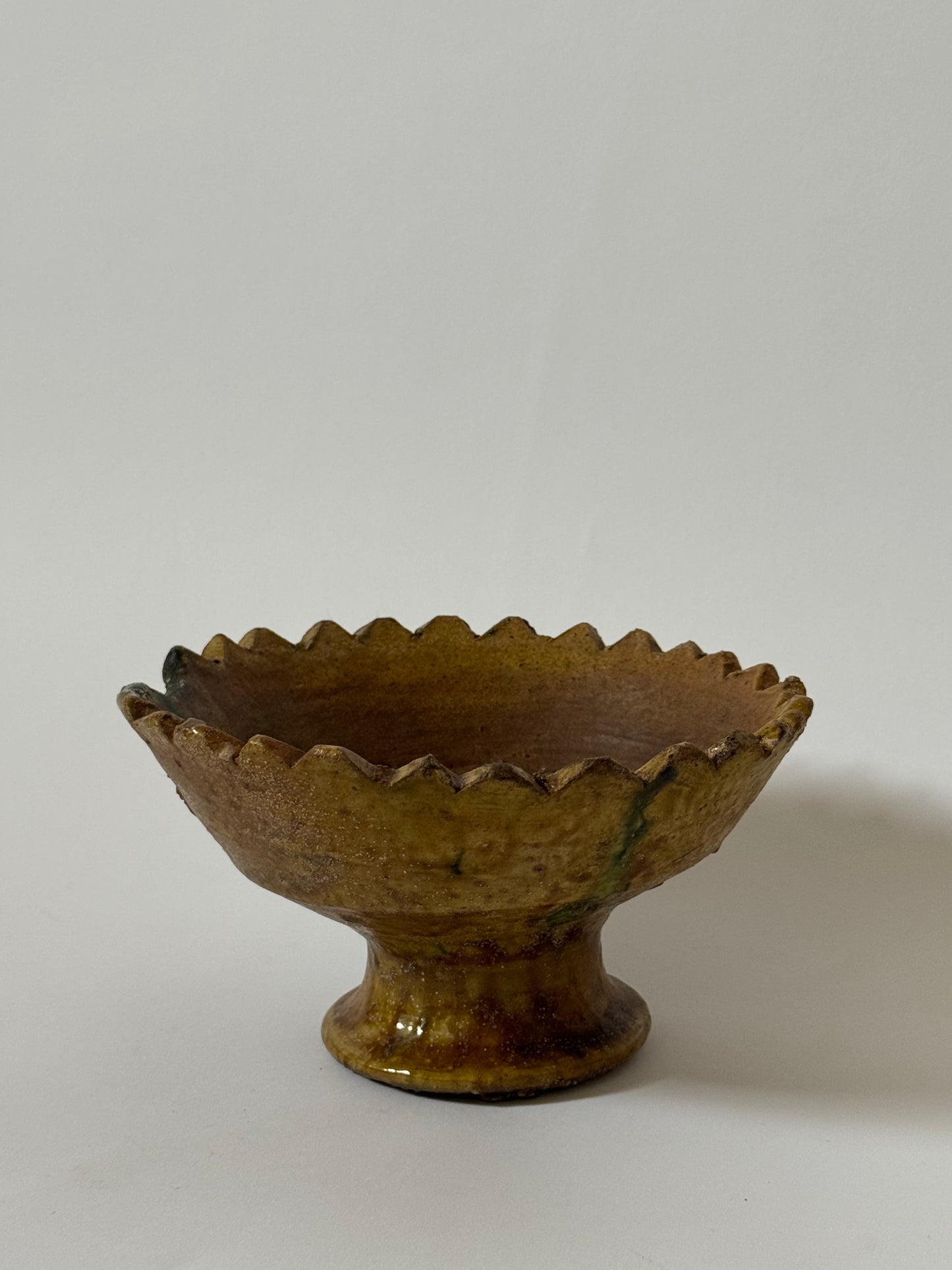 Mustard Scalloped Pedestal Bowl
