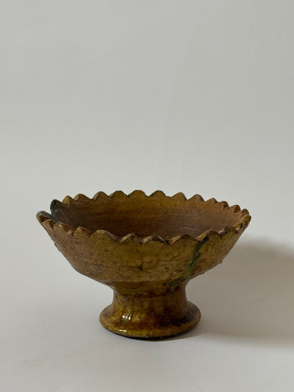 Mustard Scalloped Pedestal Bowl
