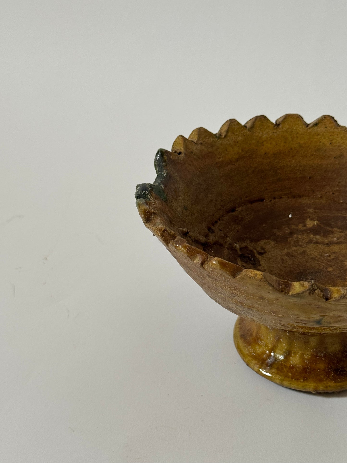 Mustard Scalloped Pedestal Bowl