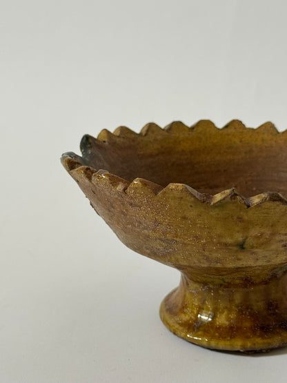 Mustard Scalloped Pedestal Bowl