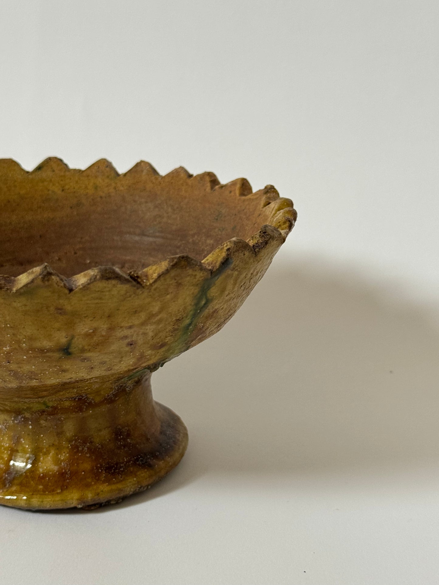 Mustard Scalloped Pedestal Bowl