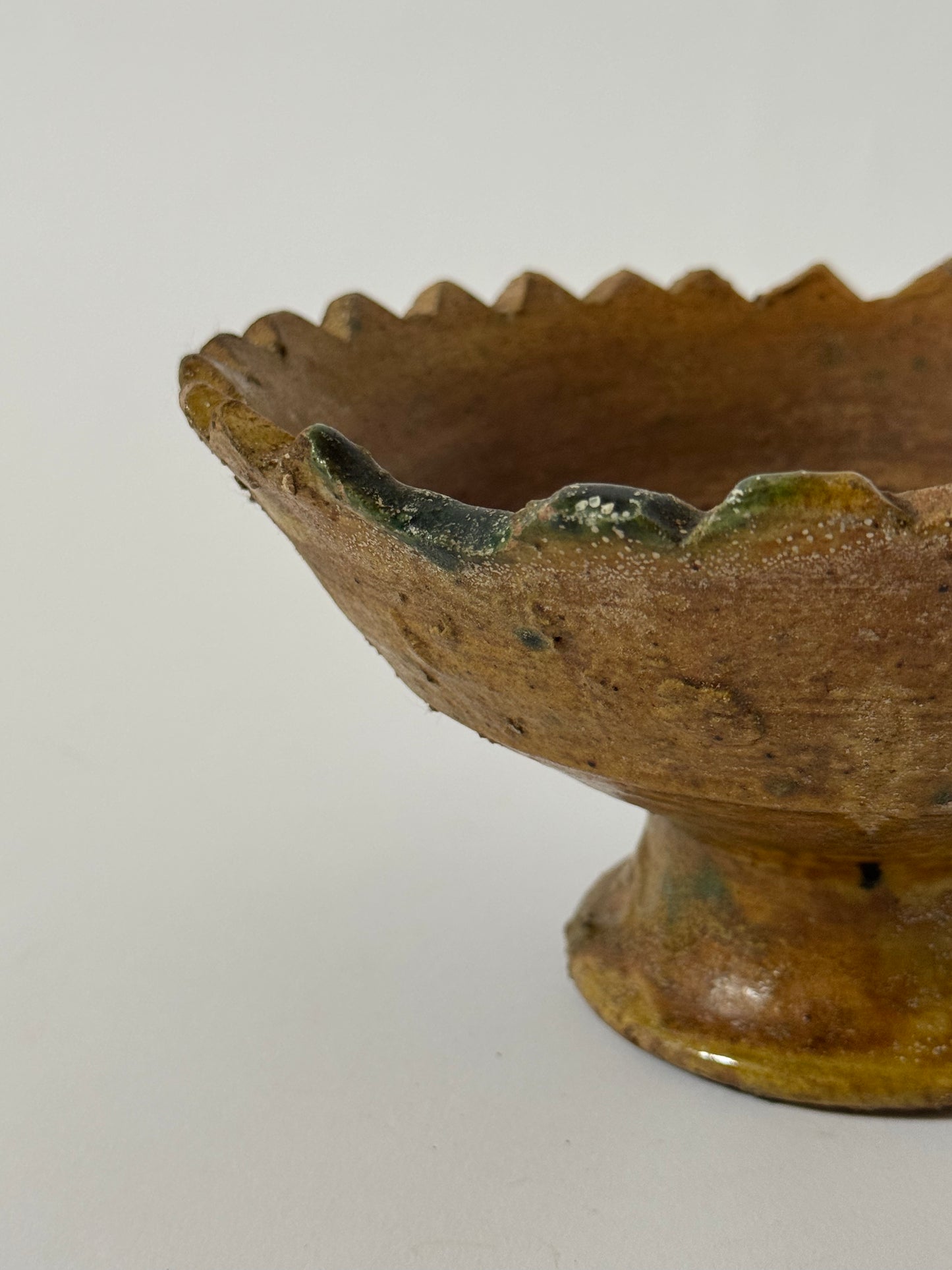 Mustard Scalloped Pedestal Bowl