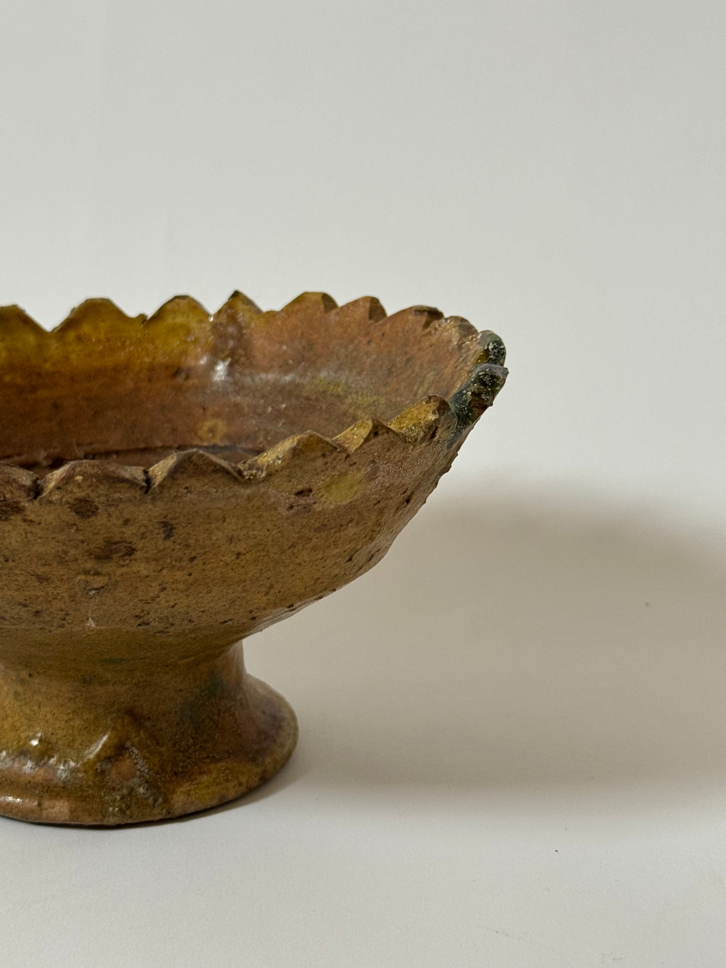 Mustard Scalloped Pedestal Bowl
