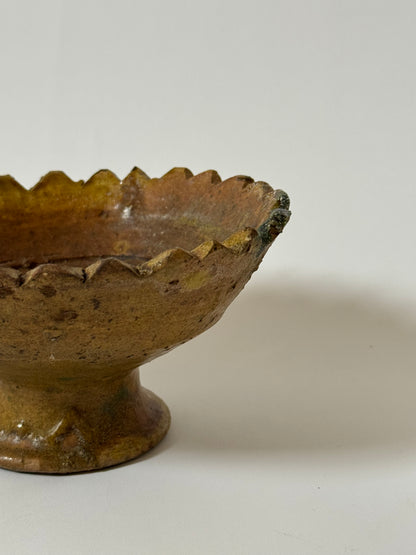 Mustard Scalloped Pedestal Bowl