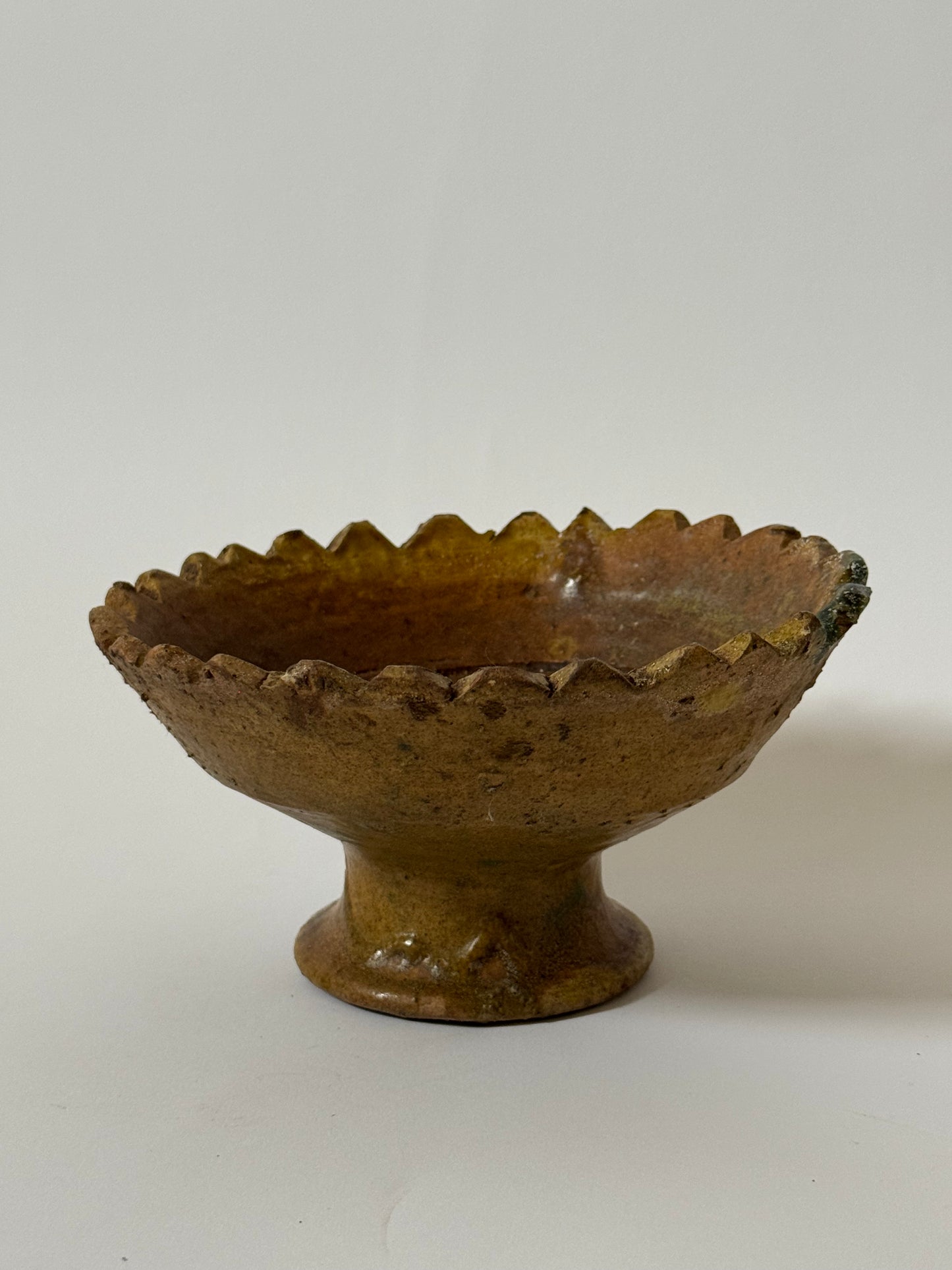 Mustard Scalloped Pedestal Bowl