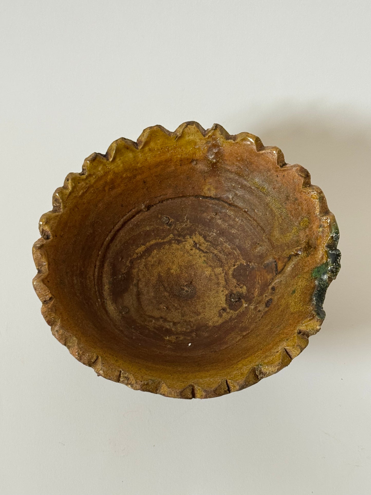 Mustard Scalloped Pedestal Bowl