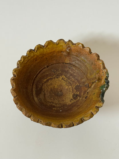 Mustard Scalloped Pedestal Bowl