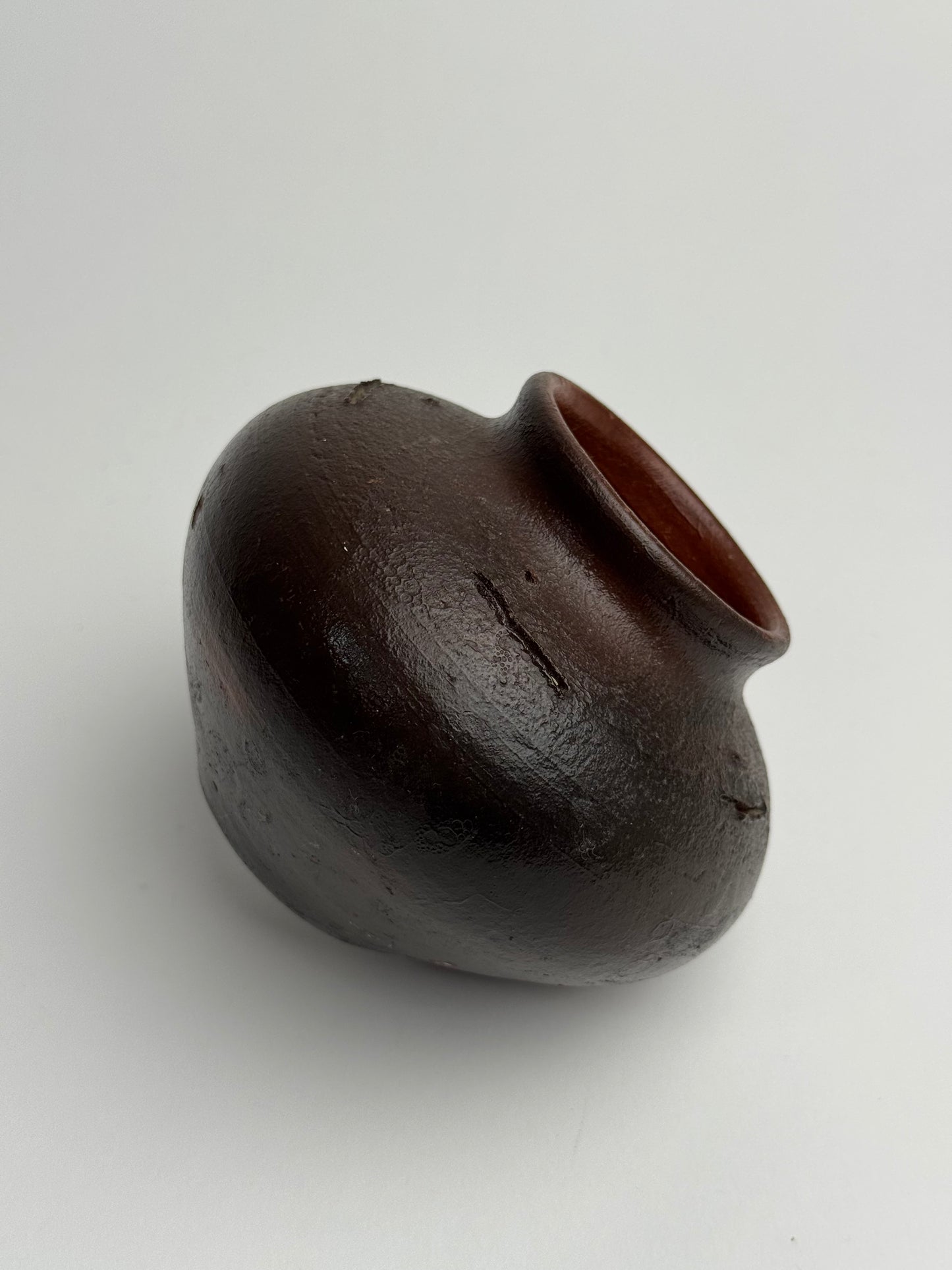 Small Deep Brown Vintage Pot