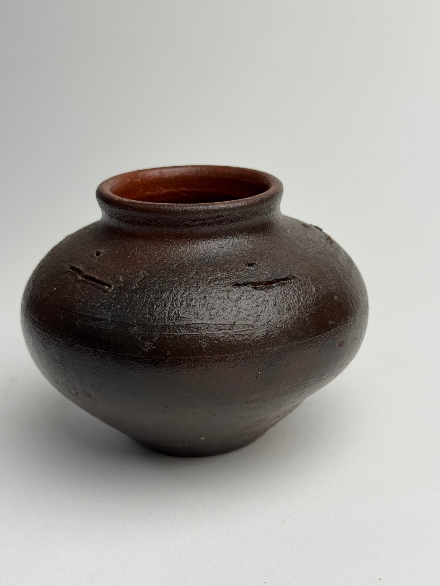 Small Deep Brown Vintage Pot