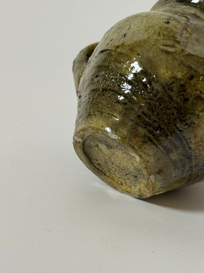 Small Twin Handle Olive Glaze Pot