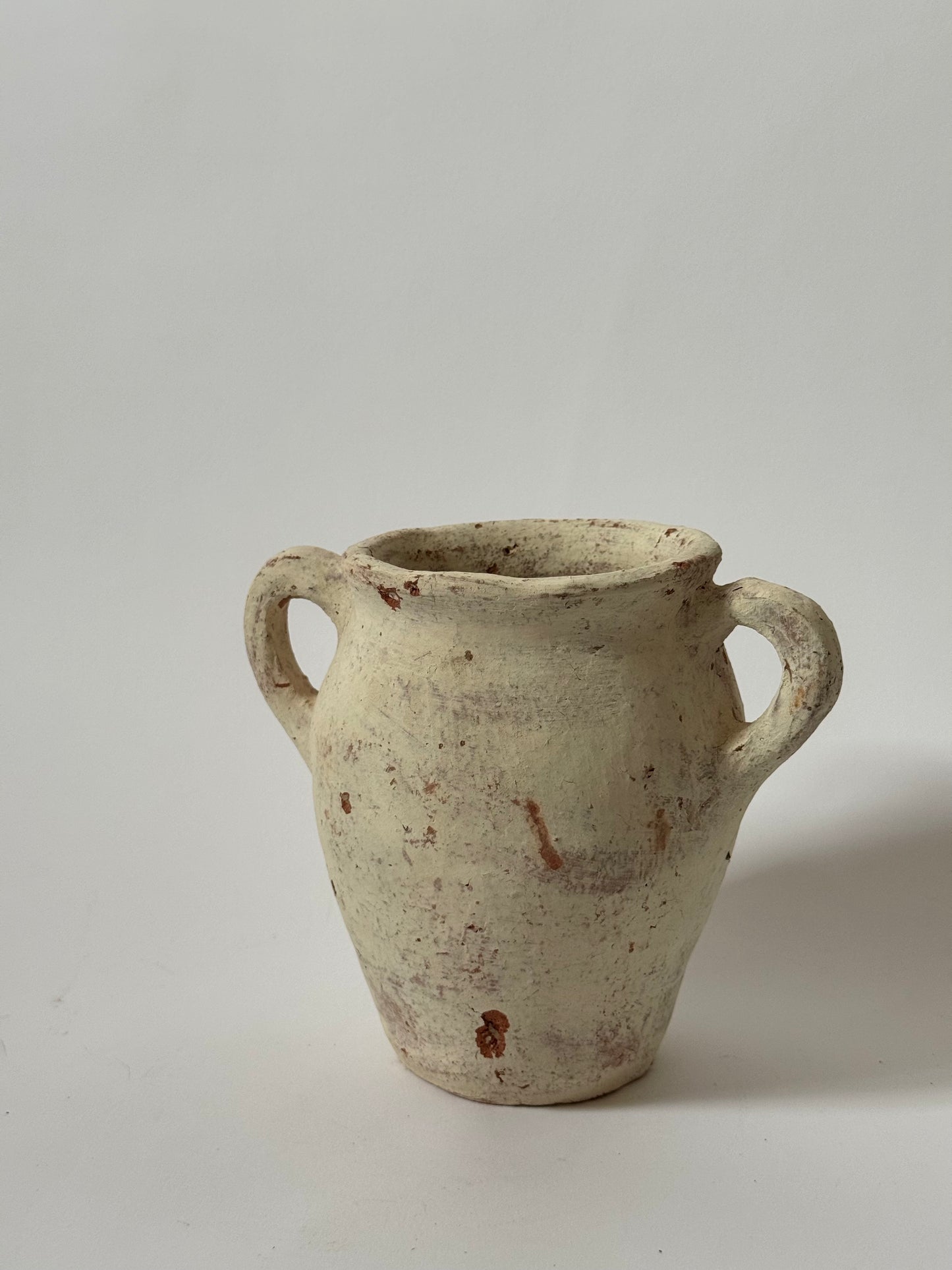 Twin Handled White-Washed Turkish Pot