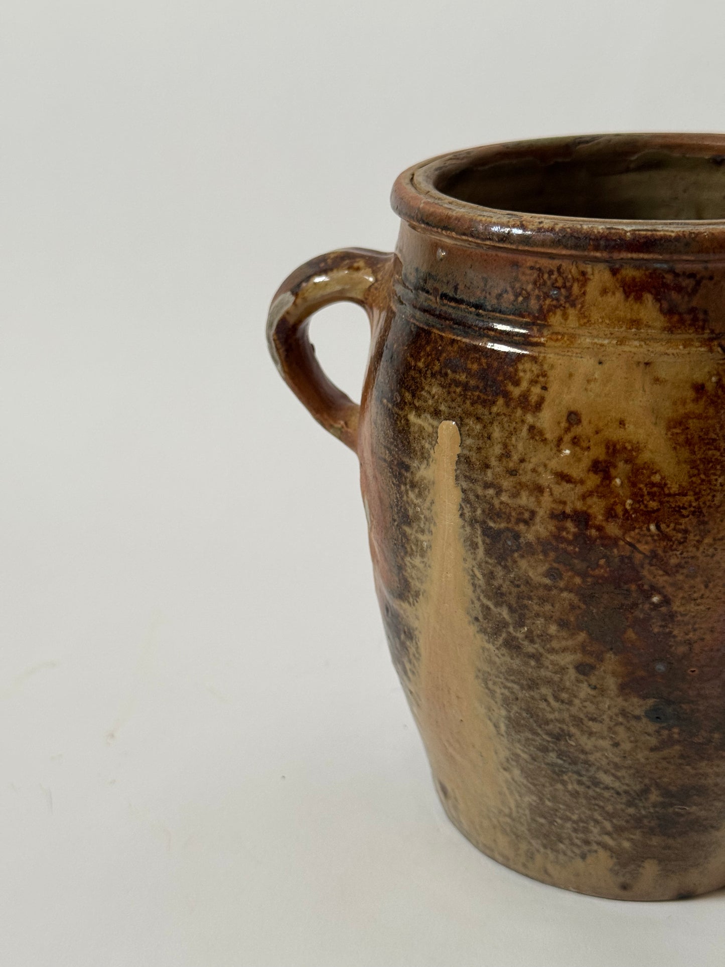 Glazed Twin Loop Handled French Pot