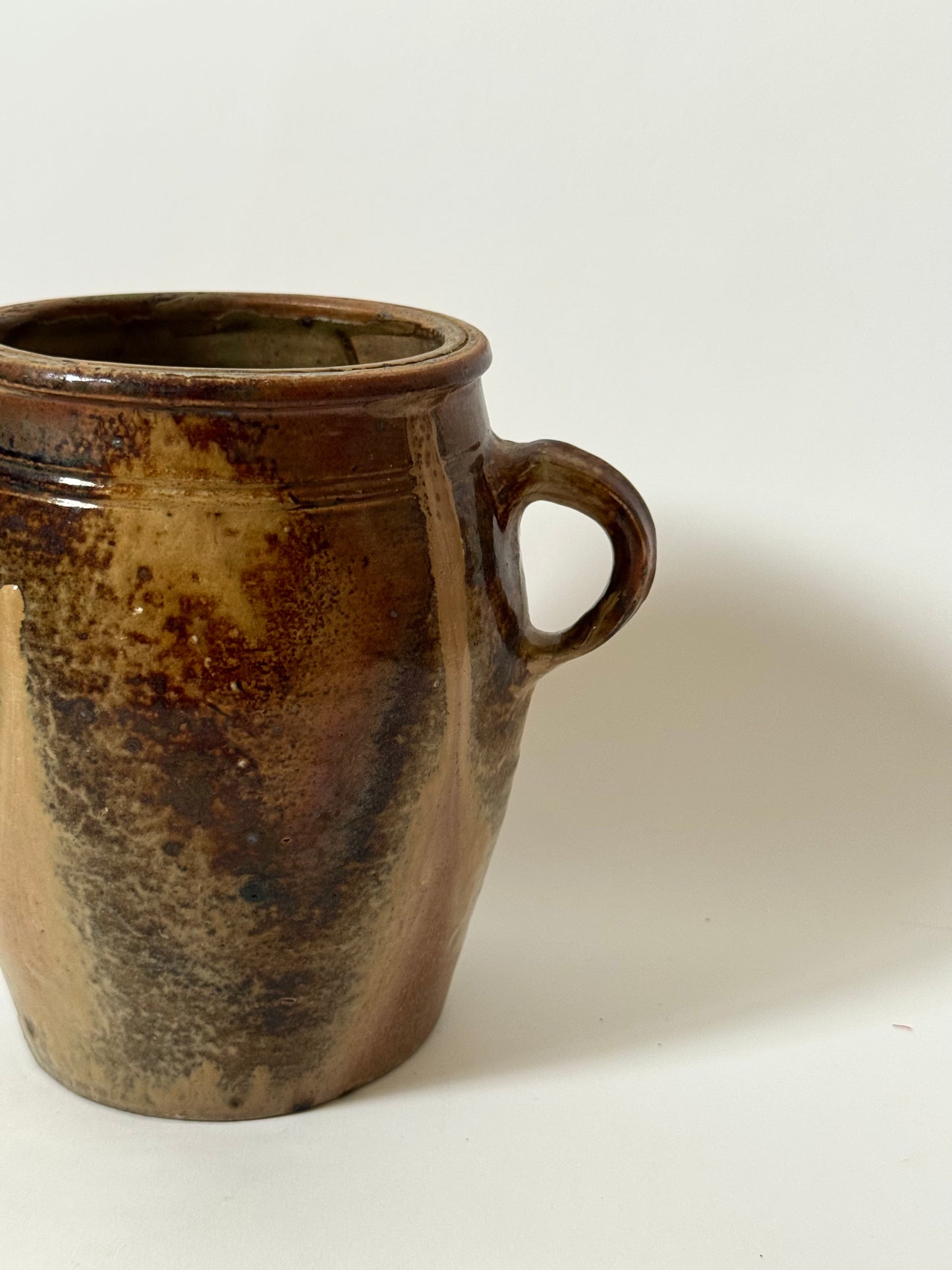 Glazed Twin Loop Handled French Pot
